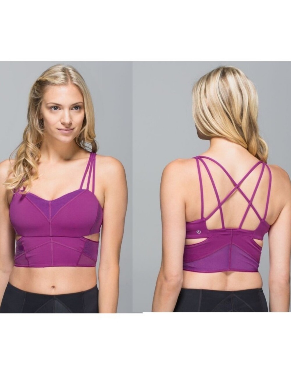 Lululemon Exquisite Strappy Cut-Out Long Bra in Ultra Violet Size 2
